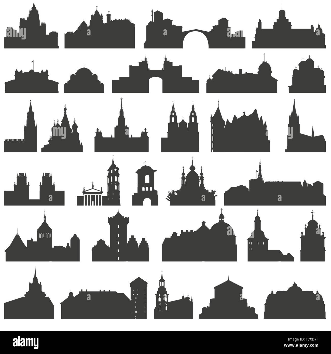 Vector Collection Of Isolated Palaces Temples Churches Cathedrals