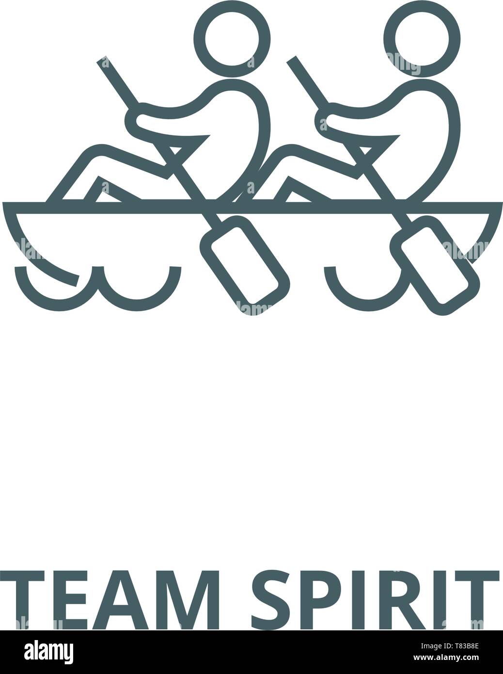 Team Spirit Teamwork Canoe Vector Line Icon Linear Concept Outline