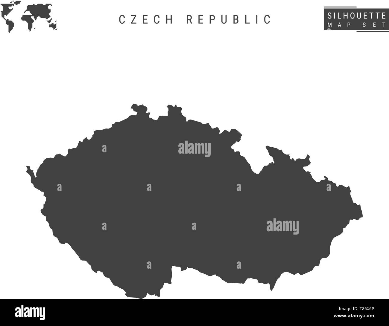 Czech Republic Blank Vector Map Isolated On White Background High Detailed Black Silhouette Map