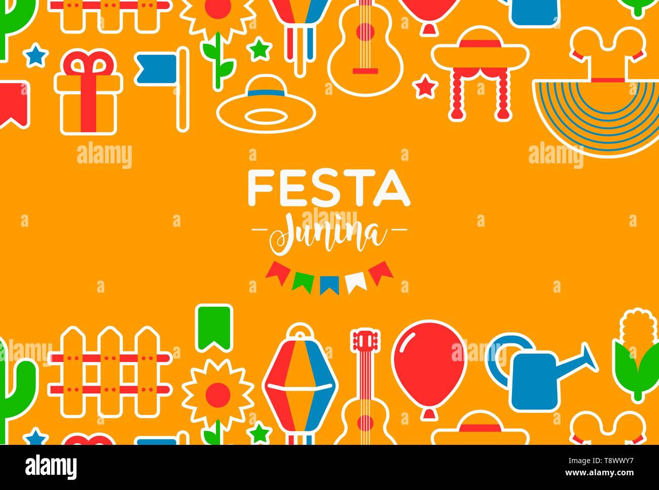 Happy Festa Junina Greeting Card Illustration Traditional Brazil Party