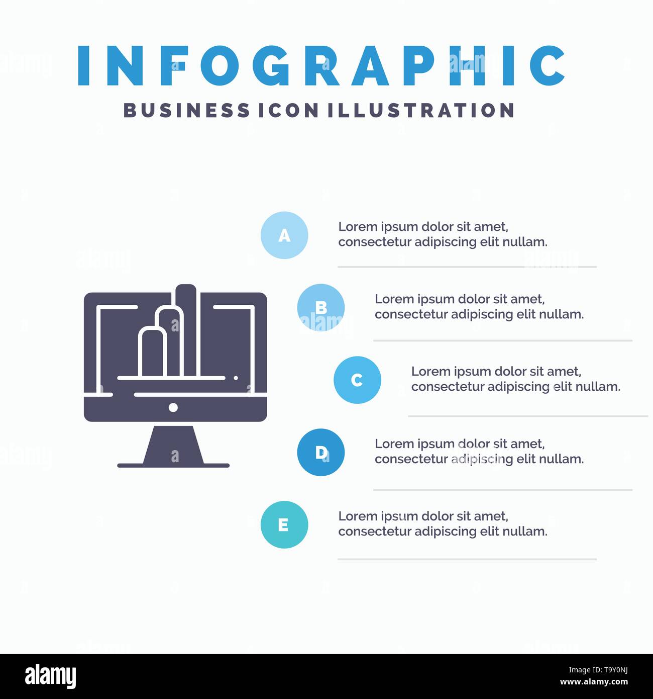 Computer Monitor Shirt Graph Solid Icon Infographics 5 Steps