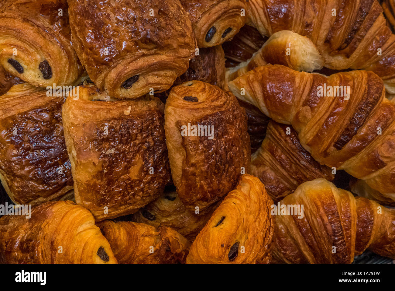 Freshly Baked Crusty Croissant Suitable For Background Images Stock