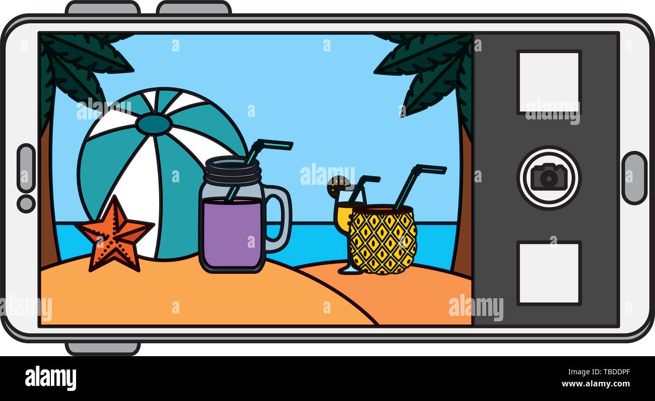 Smartphone With Summer Beach Seascape Scene Stock Vector Image Art