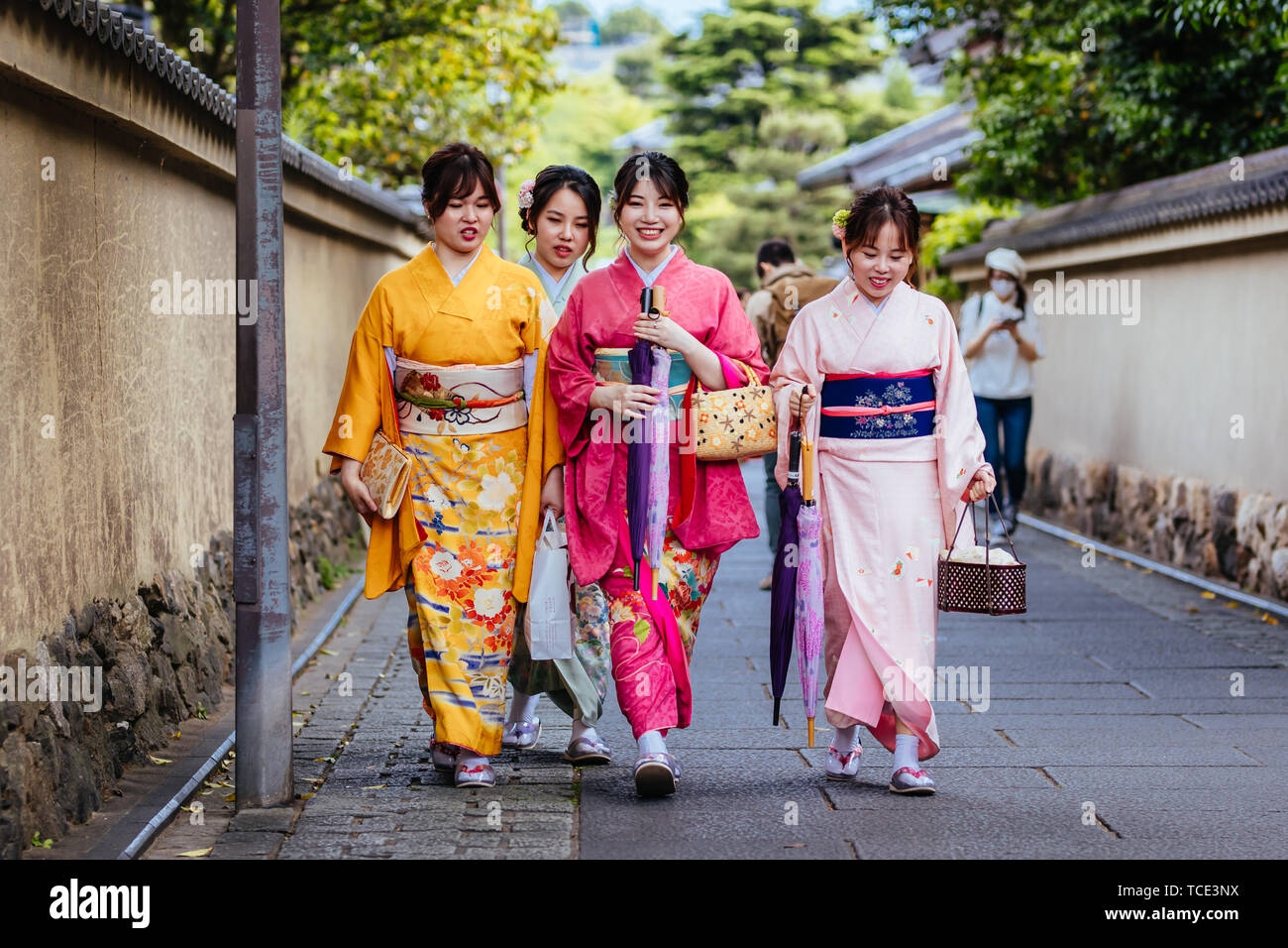 Japanese Woman Dressed In Kimono Stock Photo Alamy