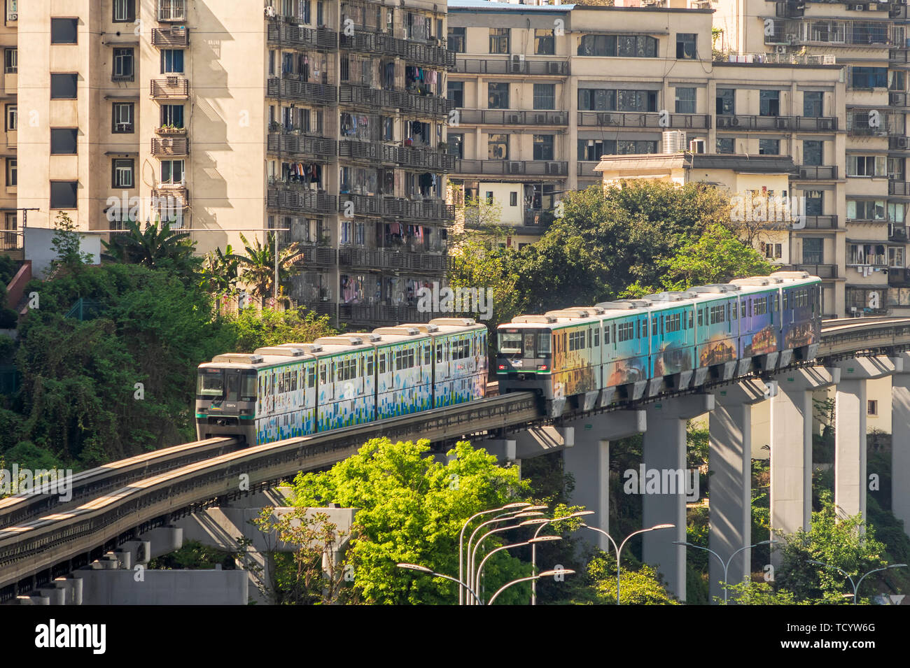 Chongqing Light Rail Train Stock Photo Alamy