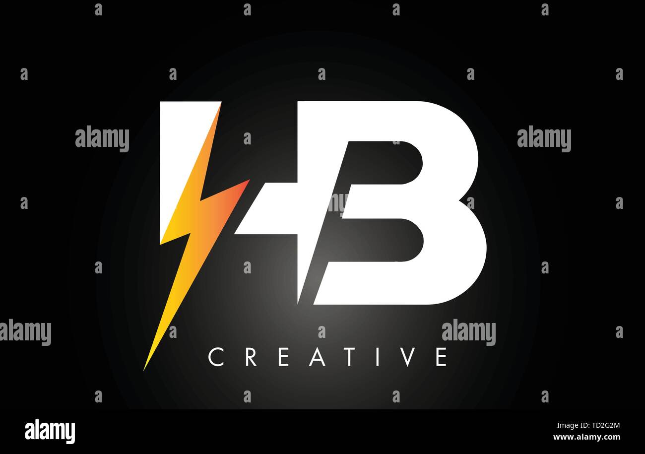 Hb Letter Logo Design With Lighting Thunder Bolt Electric Bolt Letter