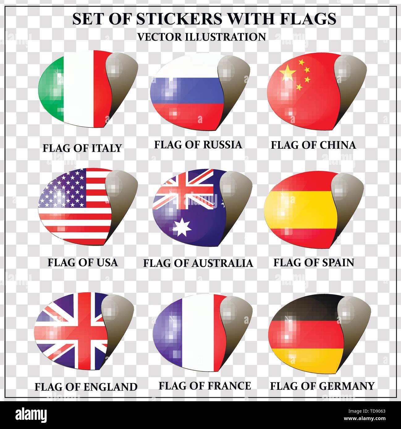 Bright Set Of Stickers With Flags Colorful Illustration With Flags Of