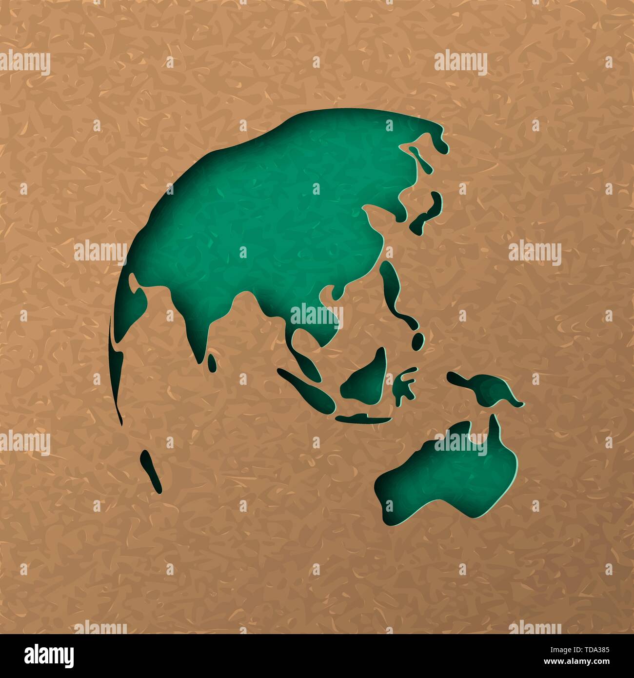 Papercut World Map Illustration Green Cutout Earth In Recycled Paper