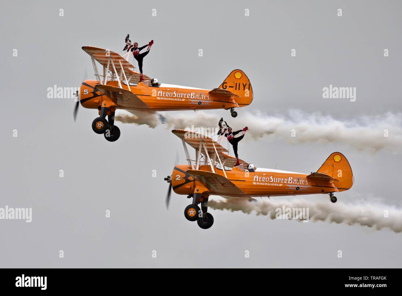 Aerosuperbatics Wingwalkers Performing At The Duxford Air Festival