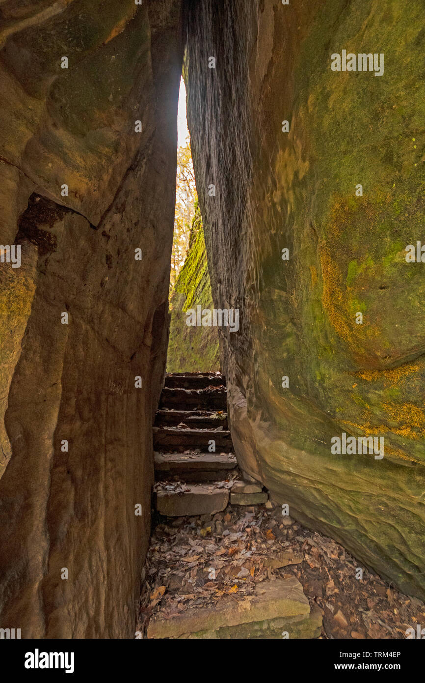 Narrow Passage On A Trail Between Sandstone Rocks On The Rim Rock