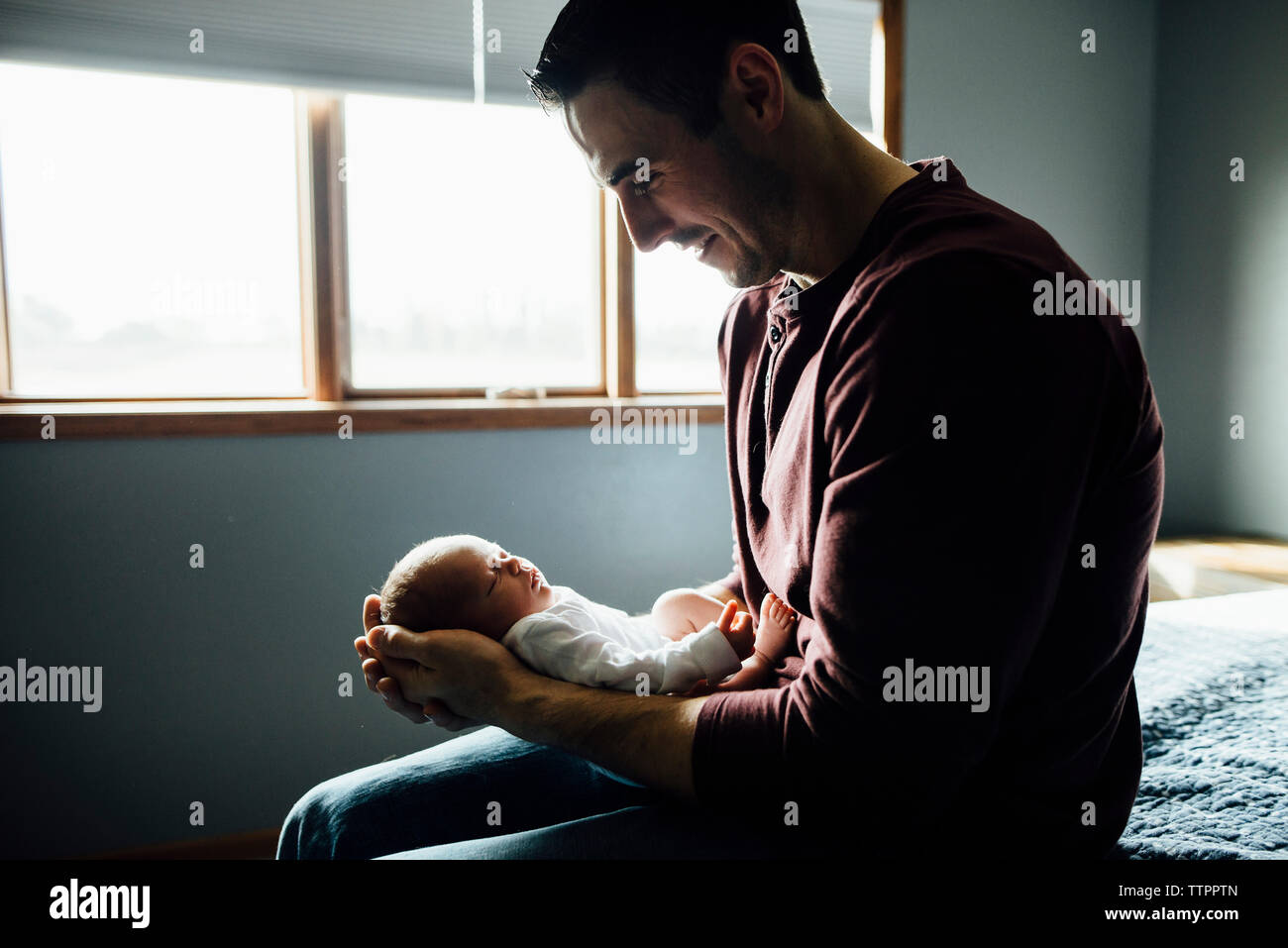 Father And Daughter Sleeping Bed Hi Res Stock Photography And Images