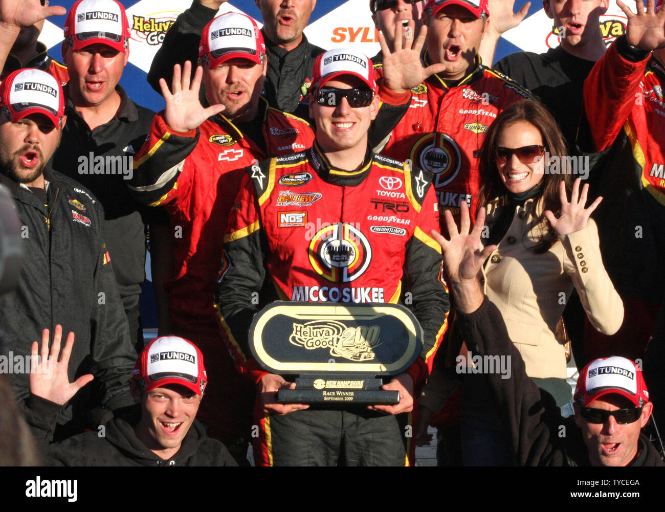 Kyle Busch And Team Celebrate Winning The Nascar Heluva Good At