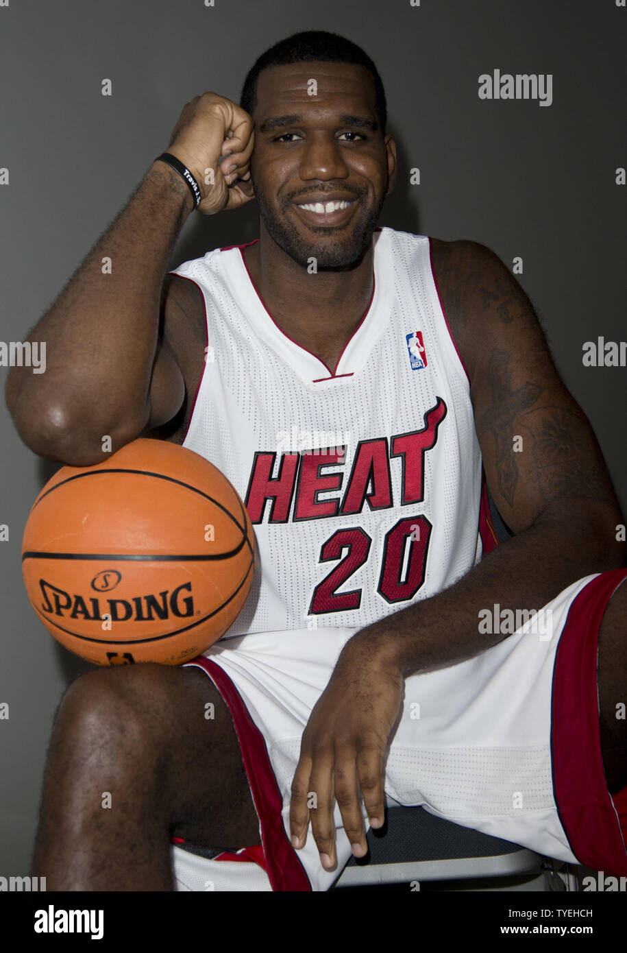 Miami Heat S Greg Oden Poses For A Photo During The Teams Media