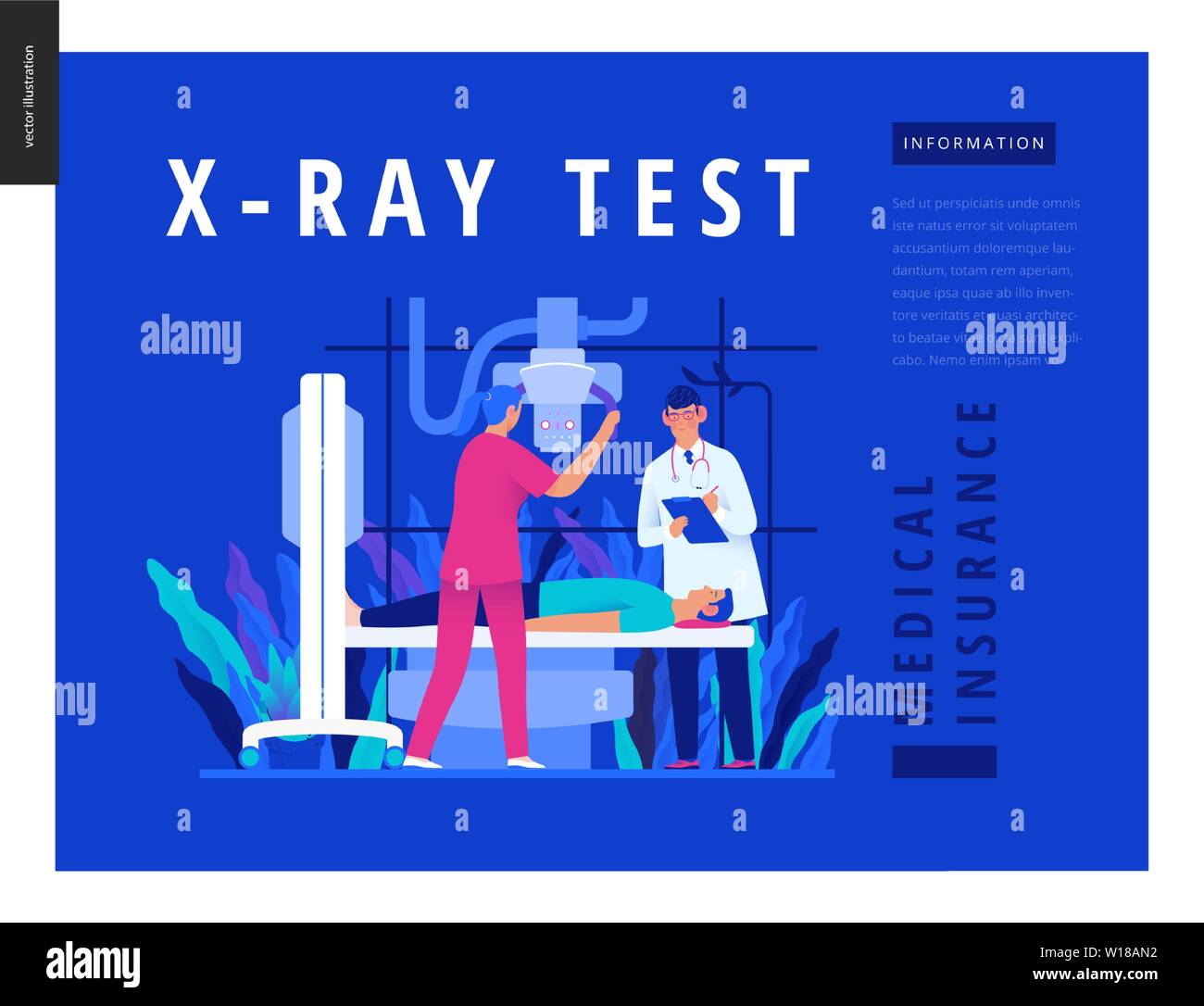 Medical Tests Blue Template X Ray Test Modern Flat Vector Concept