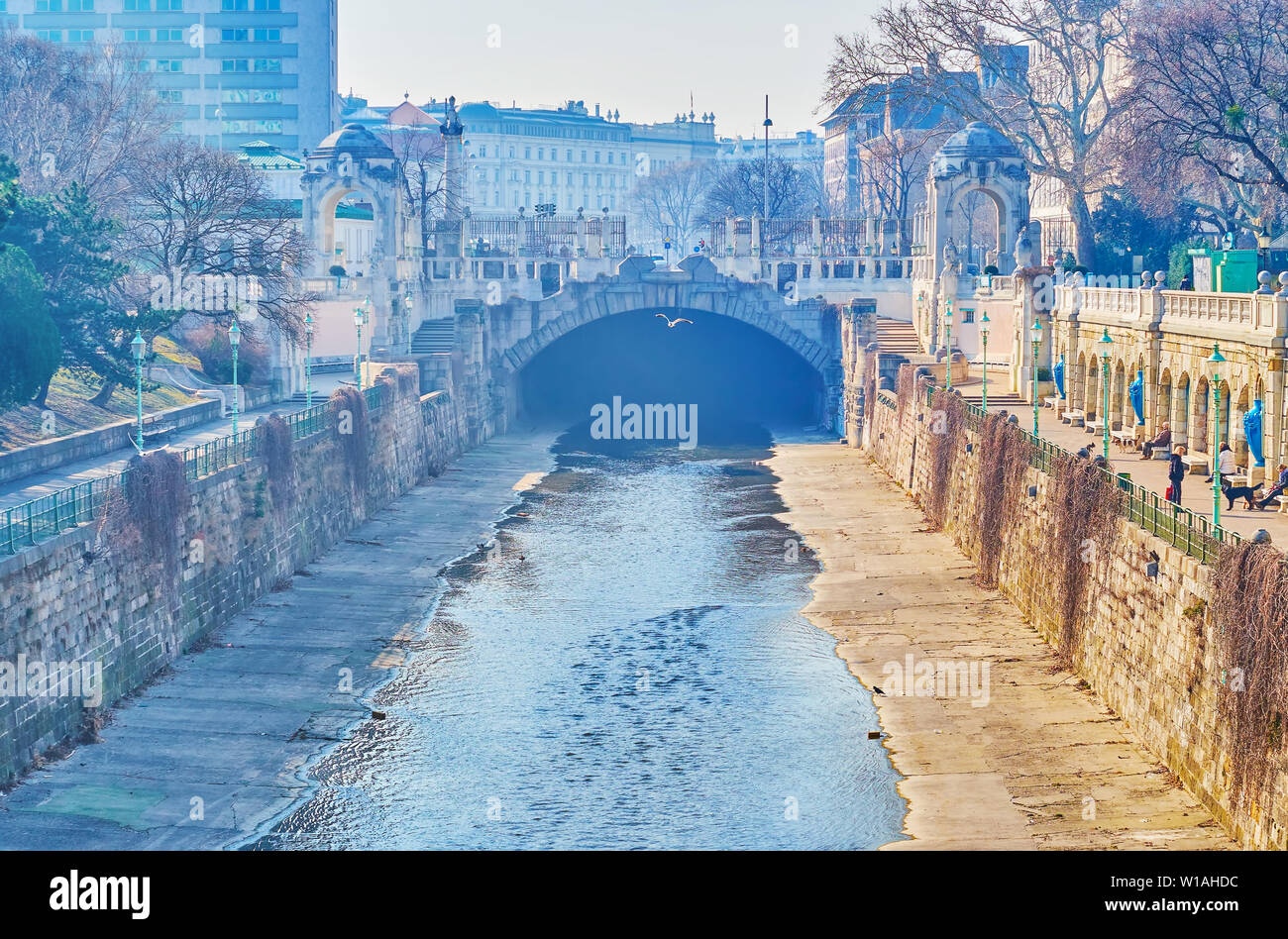 The Shallow Wien River Flows In The Center Of The City Under Beautiful