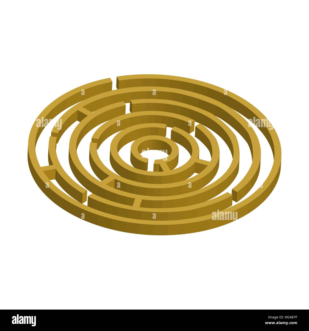 Isometric Maze Labyrinth Solution Concept Vector Illustration Eps