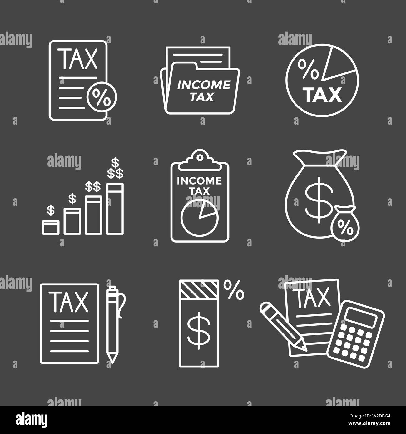 Tax Concept W Percentage Paid Icon And Income Idea Flat Vector