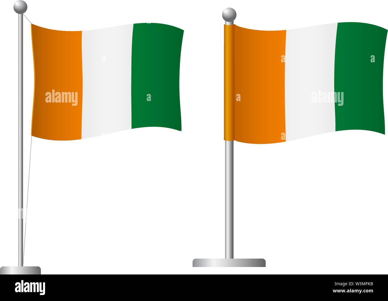 Cote D Ivoire Ivory Coast Flag On Pole Metal Flagpole National Flag