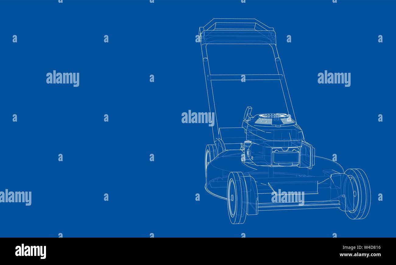 Outline Lawn Mower Vector Wire Frame Style The Layers Of Visible And