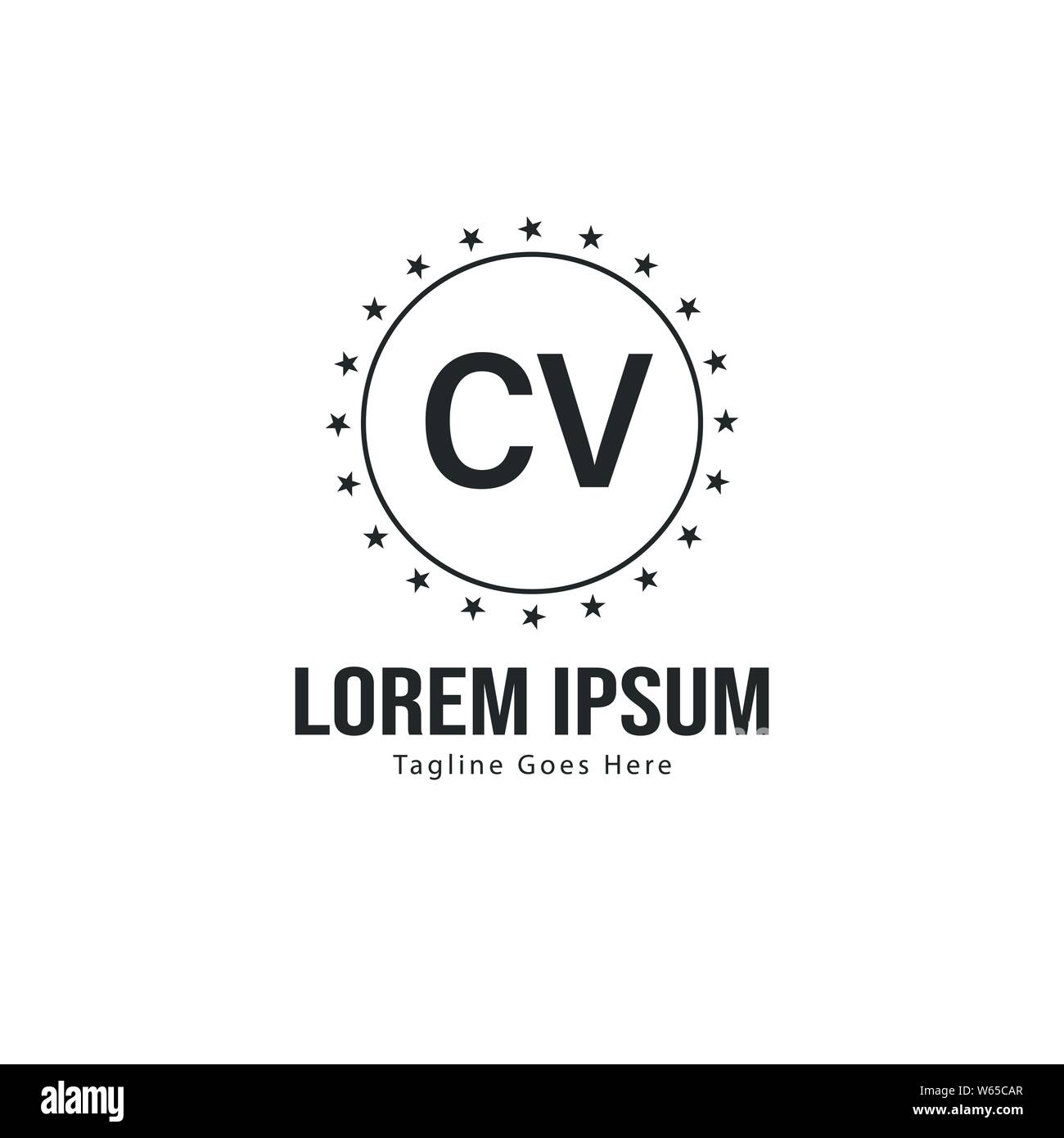 Initial Cv Logo Template With Modern Frame Minimalist Cv Letter Logo