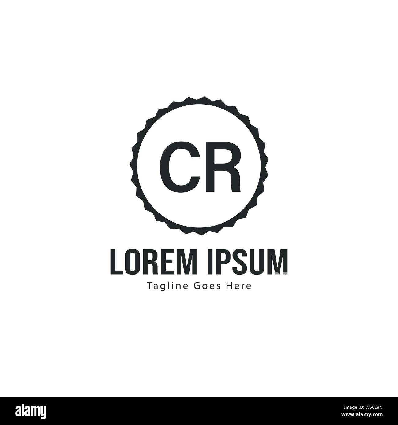 Initial CR Logo Template With Modern Frame Minimalist CR Letter Logo