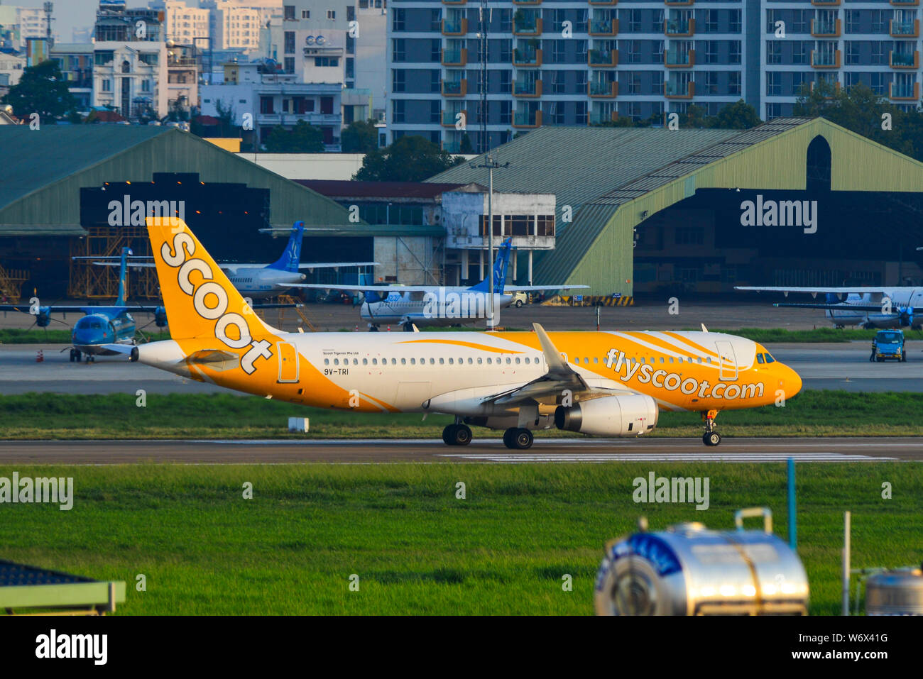 Saigon Vietnam Jul 10 2019 Scoot 9V TRI Airbus A320 Taxiing On