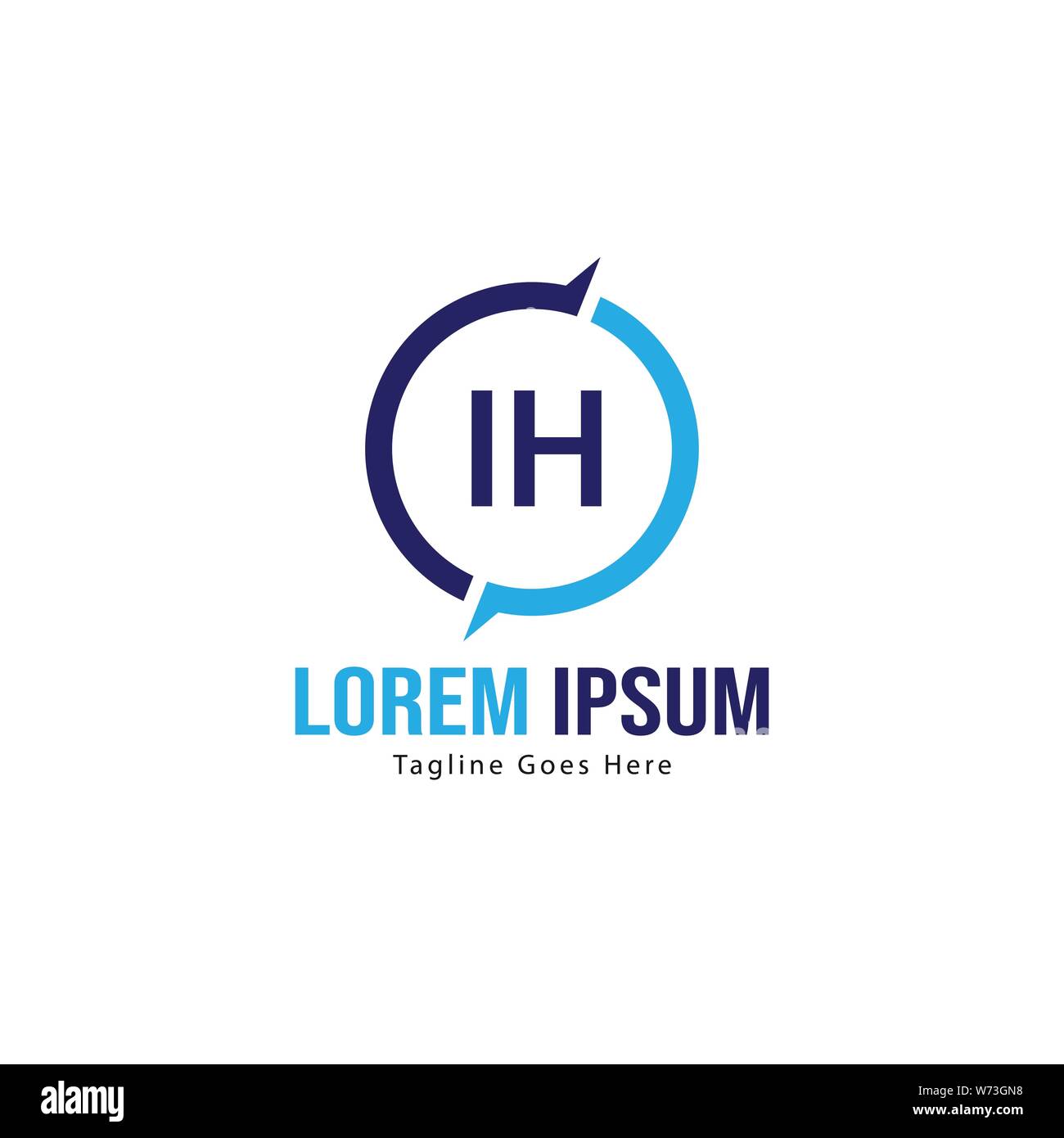 Initial Ih Logo Template With Modern Frame Minimalist Ih Letter Logo