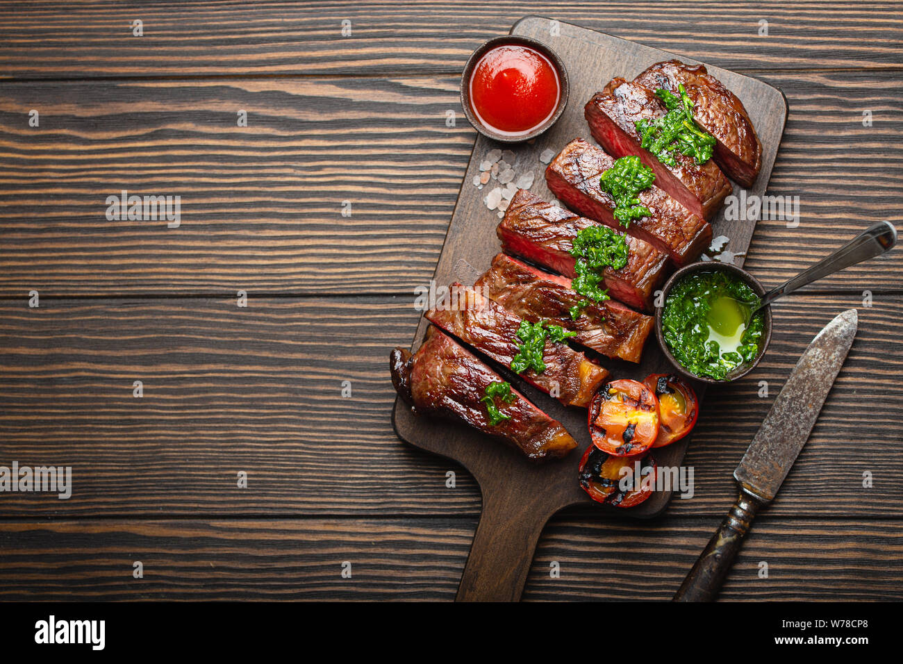 Grilled Marbled Meat Steak Stock Photo Alamy