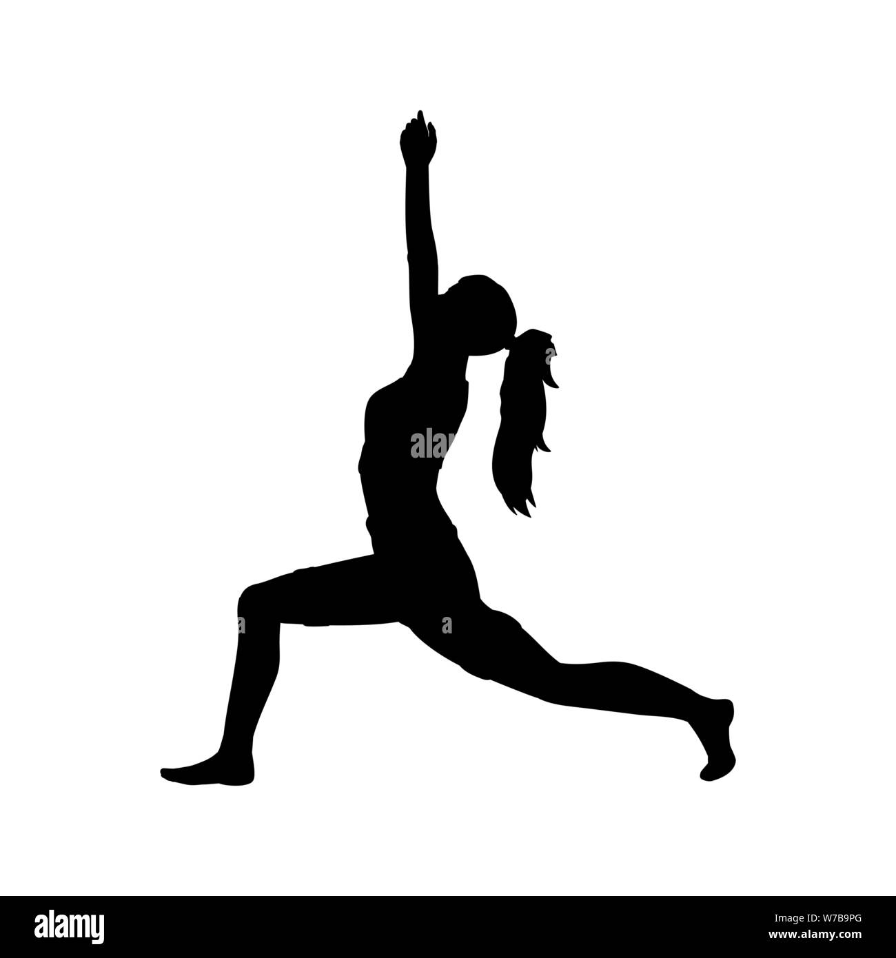 Silhouette Girl Yoga Pose Exercise Flexibility Stock Vector Image Art