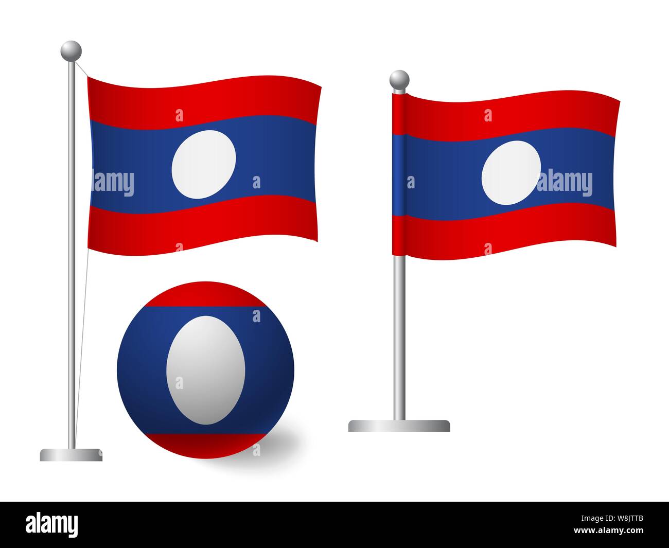 Laos Flag On Pole And Ball Metal Flagpole National Flag Of Laos