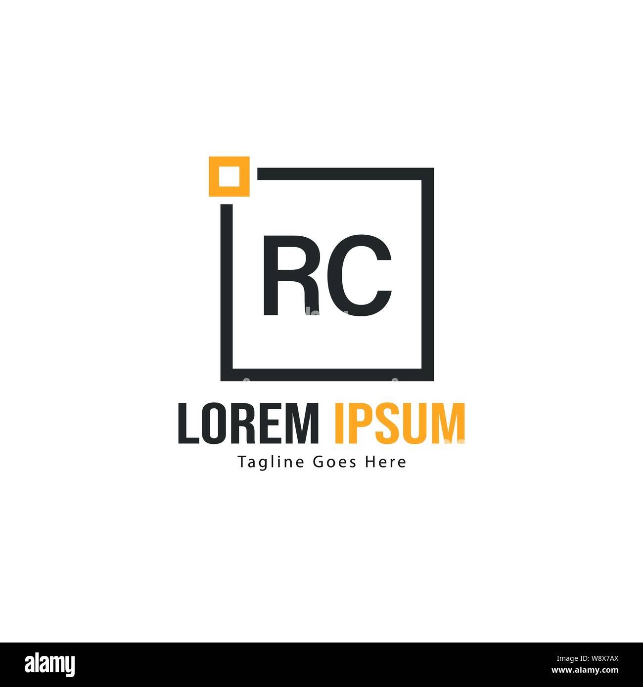 Initial Rc Logo Template With Modern Frame Minimalist Rc Letter Logo