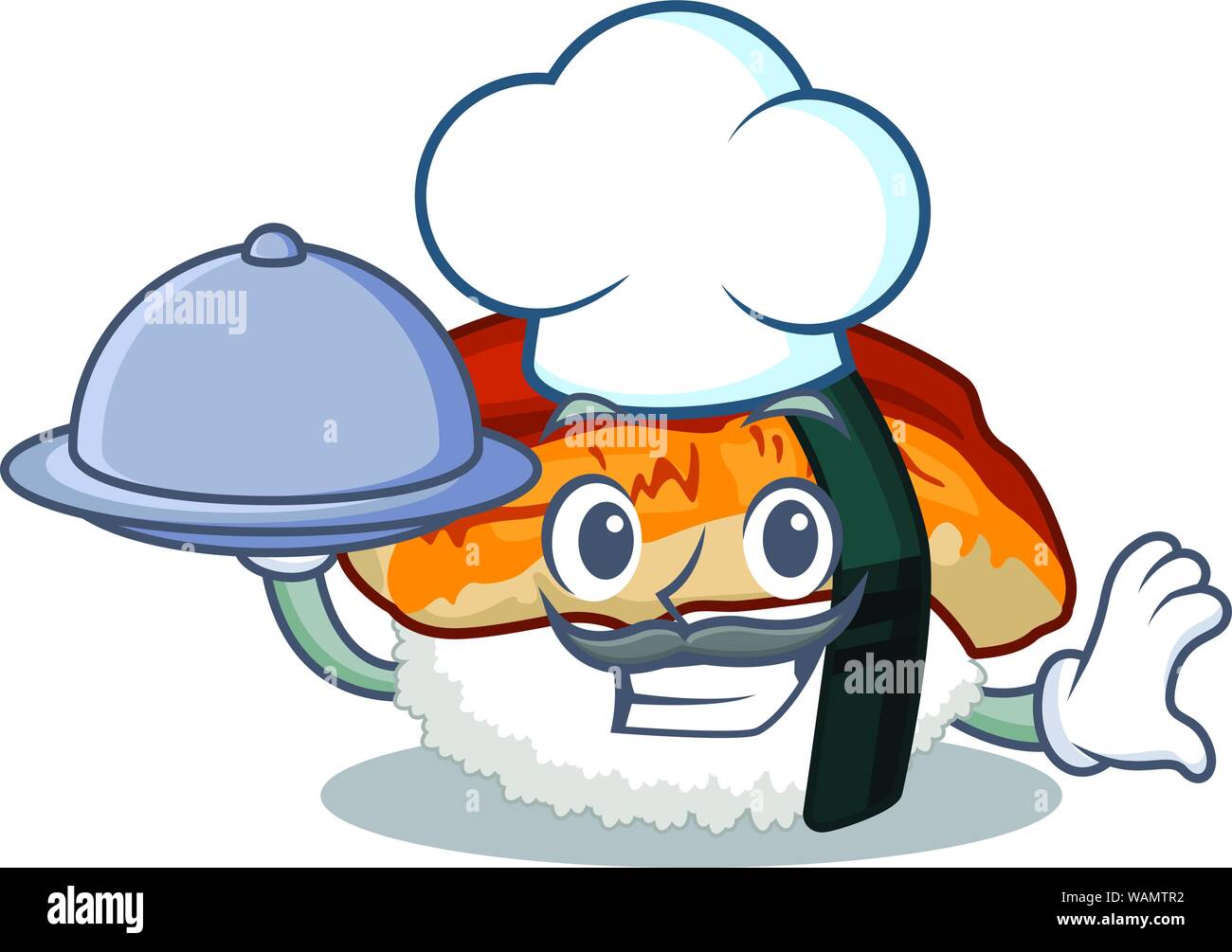 Chef With Food Unagi Sushi In The Character Lunchbox Stock Vector Image