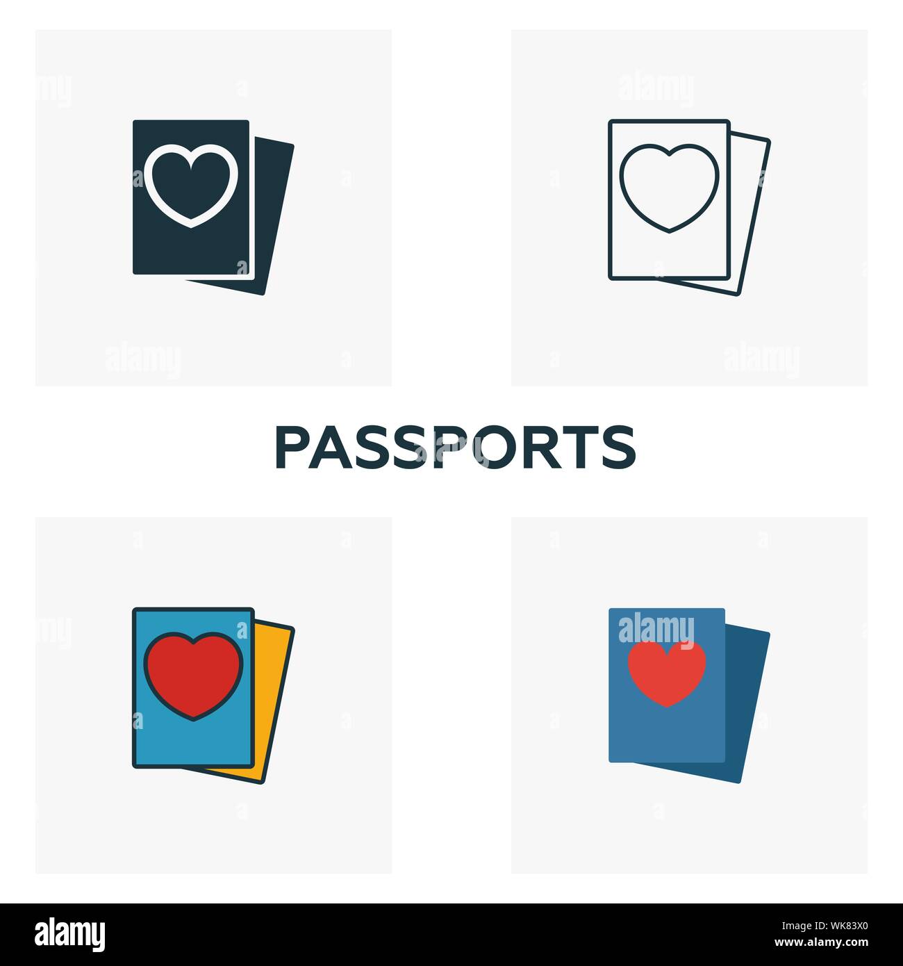 Passports Icon Set Four Elements In Diferent Styles From Honeymoon