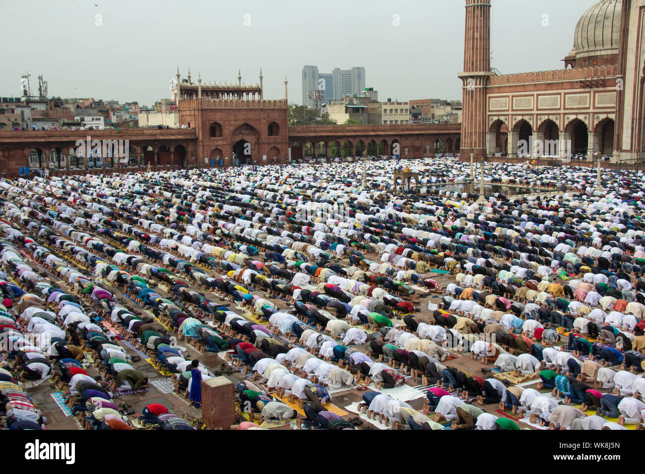 Large Group Of People Praying Namaz At Masjid Jama Masjid Old Delhi