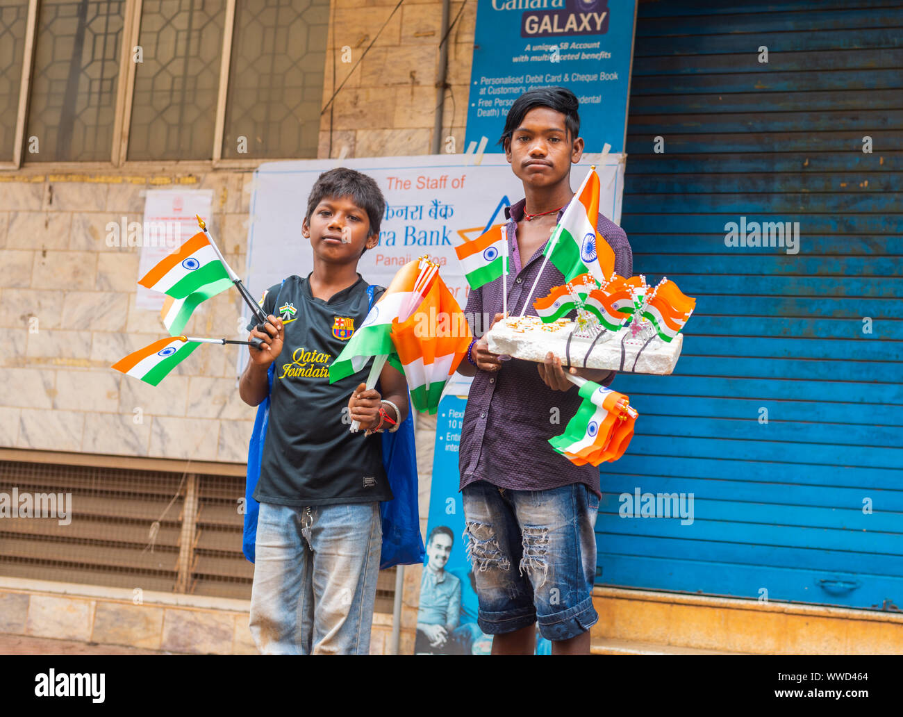 Street Vendors Selling Indian Flags And Artifacts On India S