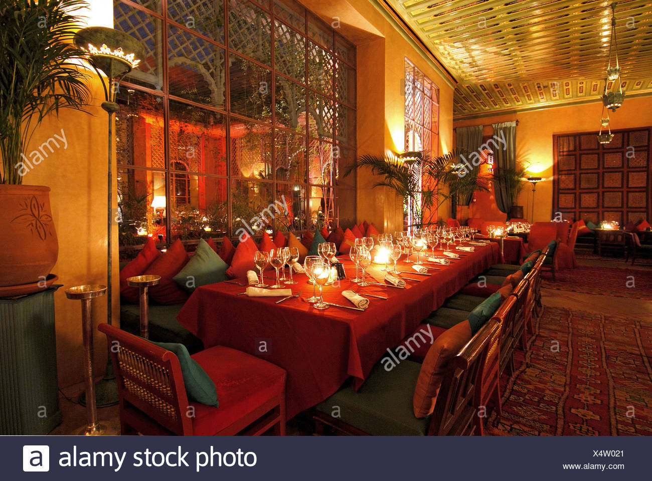 morocco marrakech east restaurant lounge table desk cover stock