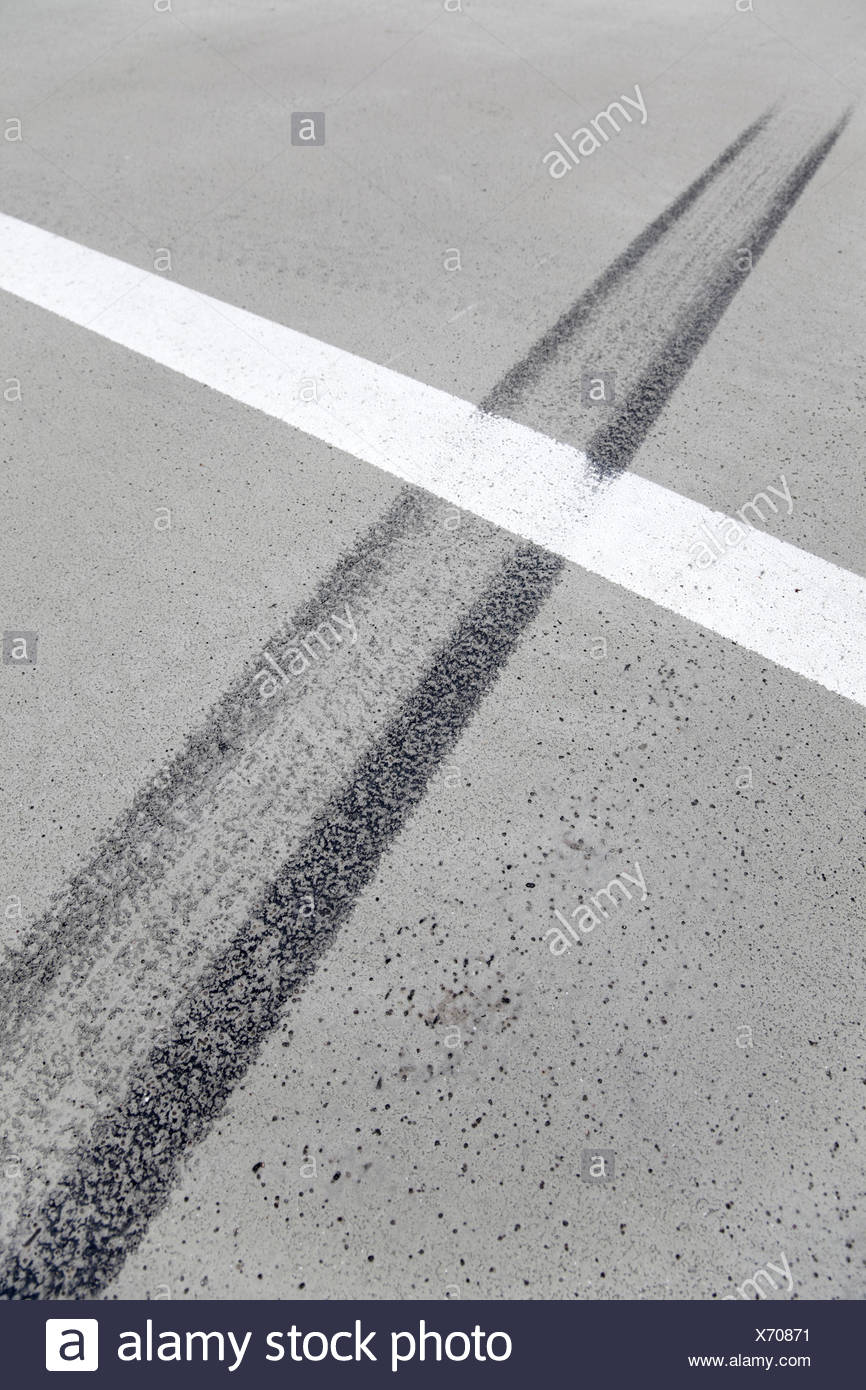 tire tracks skid marks on a parking lot stock photo 279674949 alamy