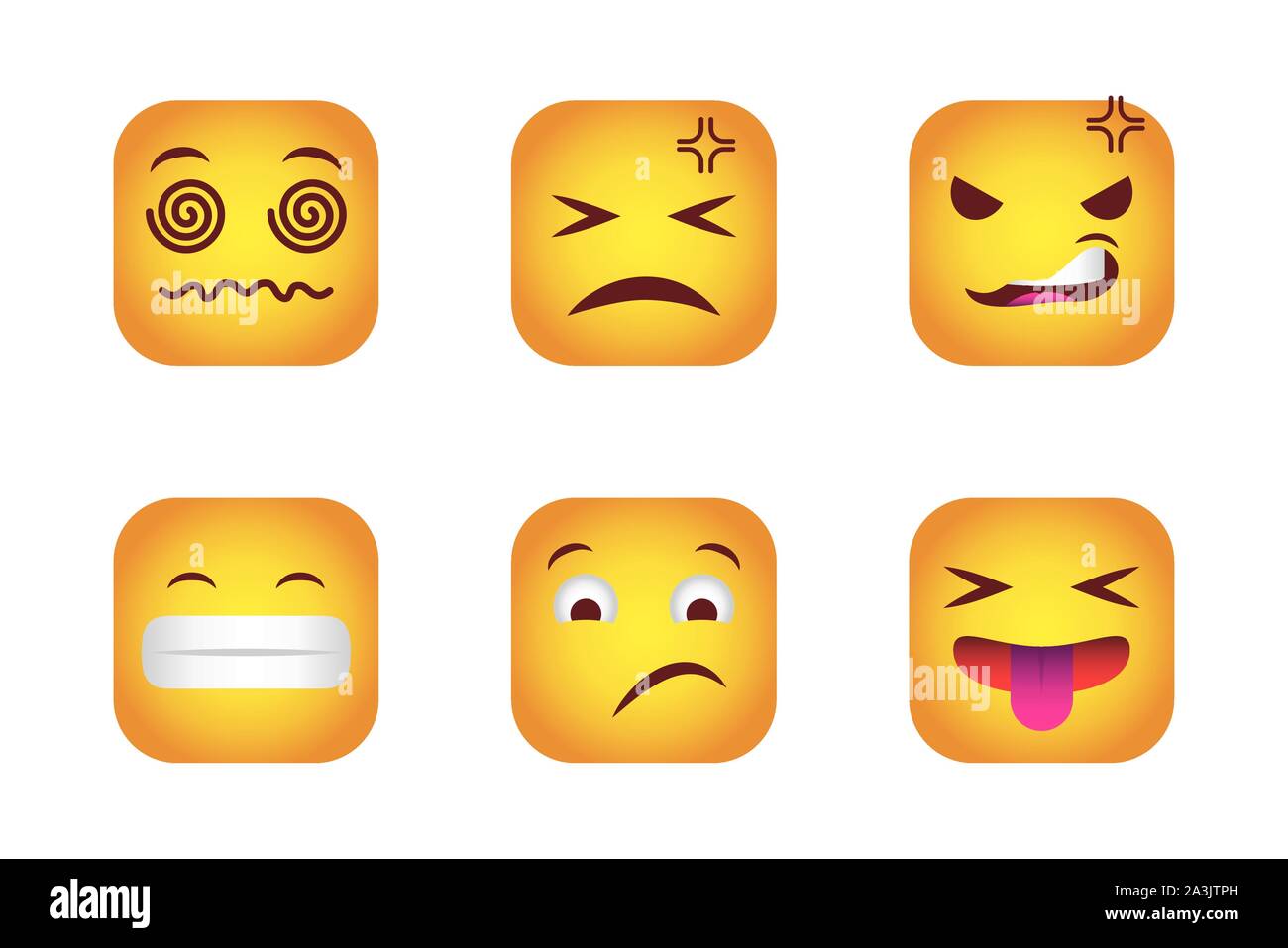 Einstellen Der Quadrate Emoticons Gesichter Zeichen Stock Vektorgrafik