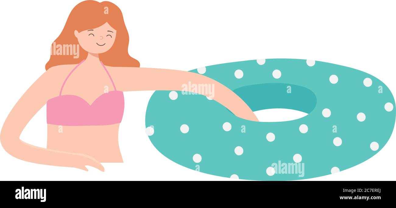 Bikini Schwimming Poolcartoon Stock Vektorgrafiken Kaufen Alamy