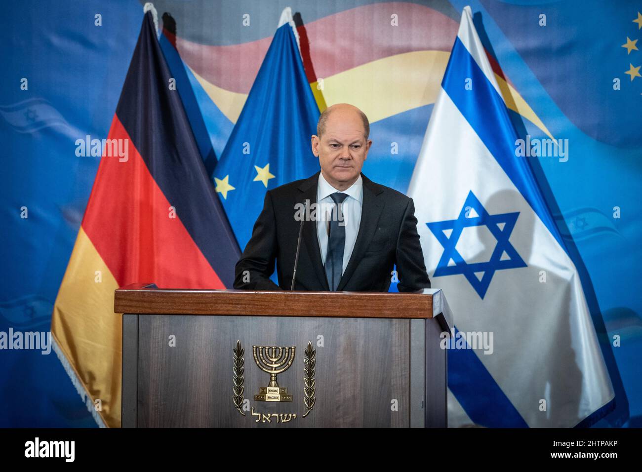 Jerusalem Israel 02 März 2022 Bundeskanzler Olaf Scholz SPD nimmt