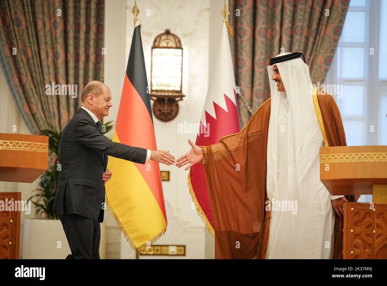 Doha Katar September Bundeskanzler Olaf Scholz L Spd Und