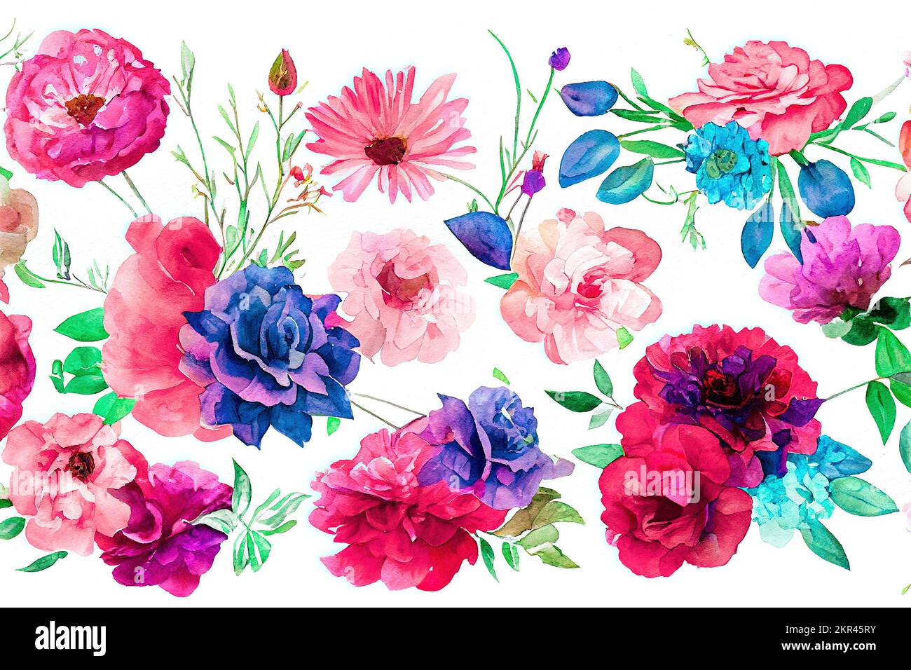 Blumenstrauß Set Aquarell Stücke Kunstwerk Design Frühling und Sommer