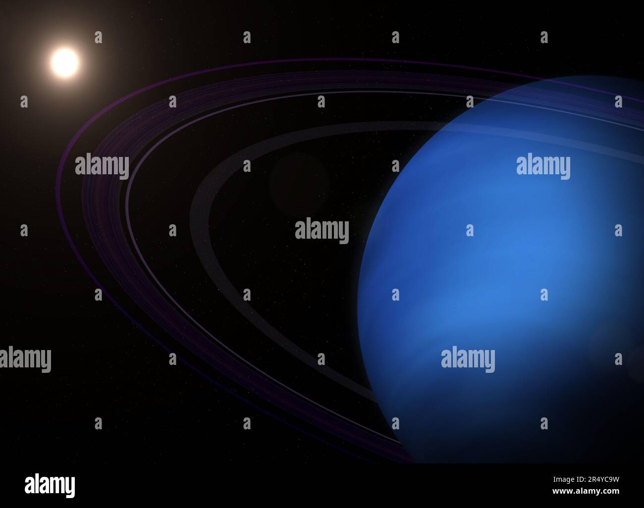 Der Gasriese Neptun Mit Seinen Ringen Und Der Sonne Neptun Ist Der