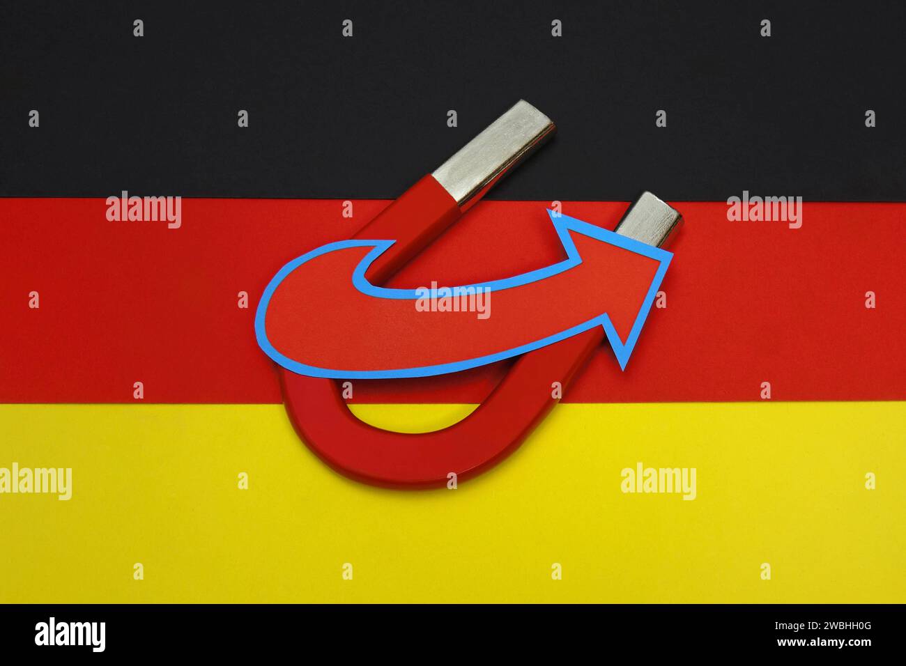 Deutschlandfahne Mit Hufeisenmagnet Und AfD Pfeil Deutschlandfahne Mit