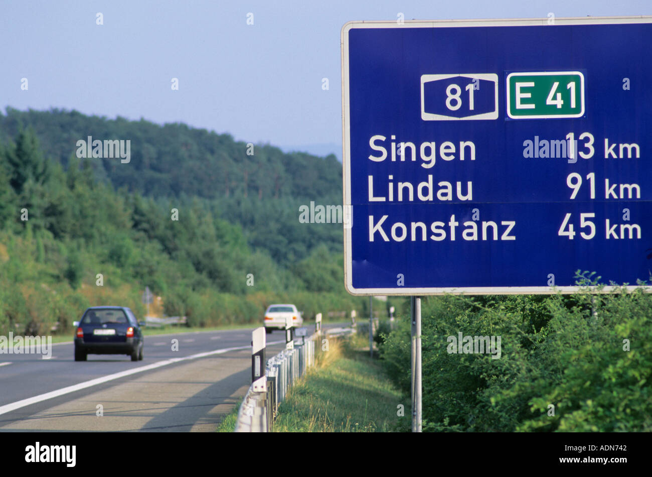 Kilometer Sign On Autobahn In Stockfotos & Kilometer Sign On Autobahn