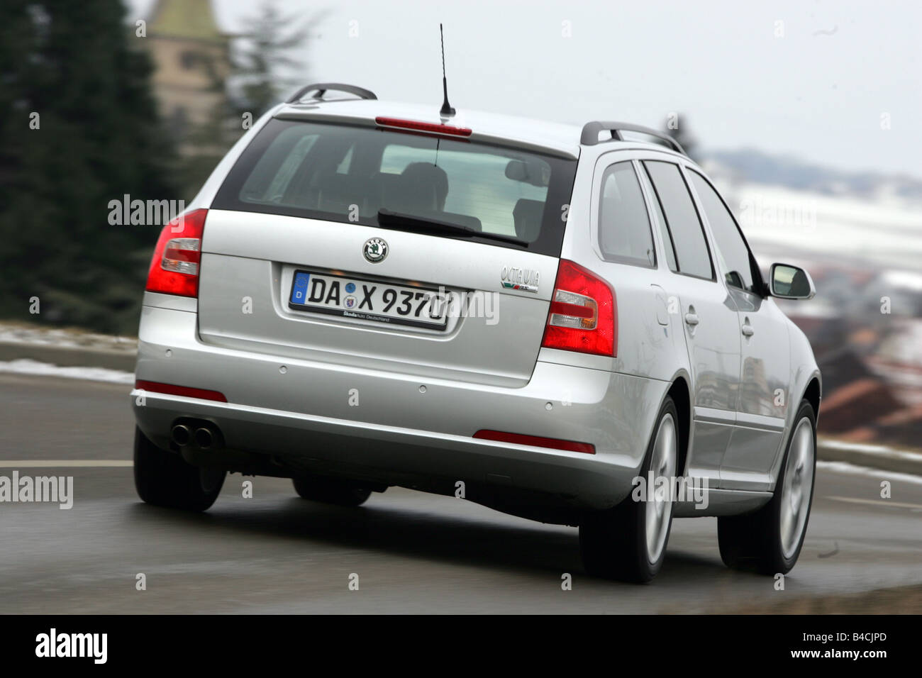 Skoda Octavia Rs Combi Modell 2005 Silber Fahren Diagonal Von