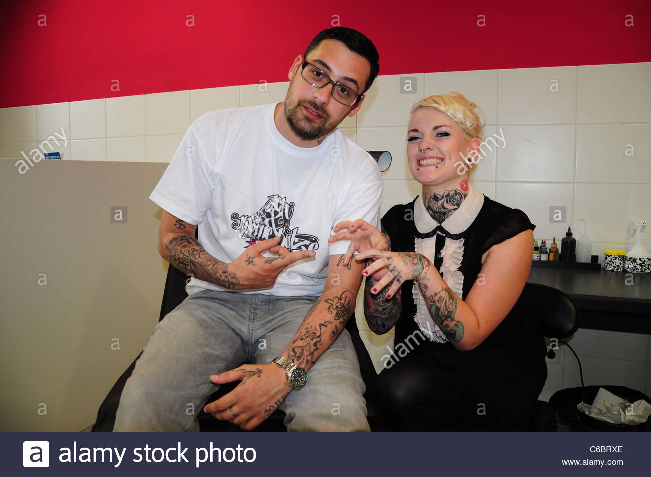 Sido und Katharina (&quot;Katze&quot;) Eröffnung Sido Tattoo Studio &quot;Ich Und