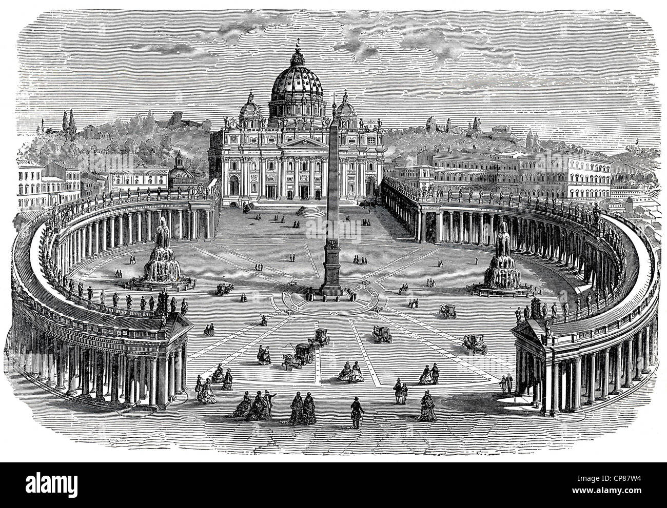 Petersdom und Petersplatz im Vatikan, Rom, Italien, historische