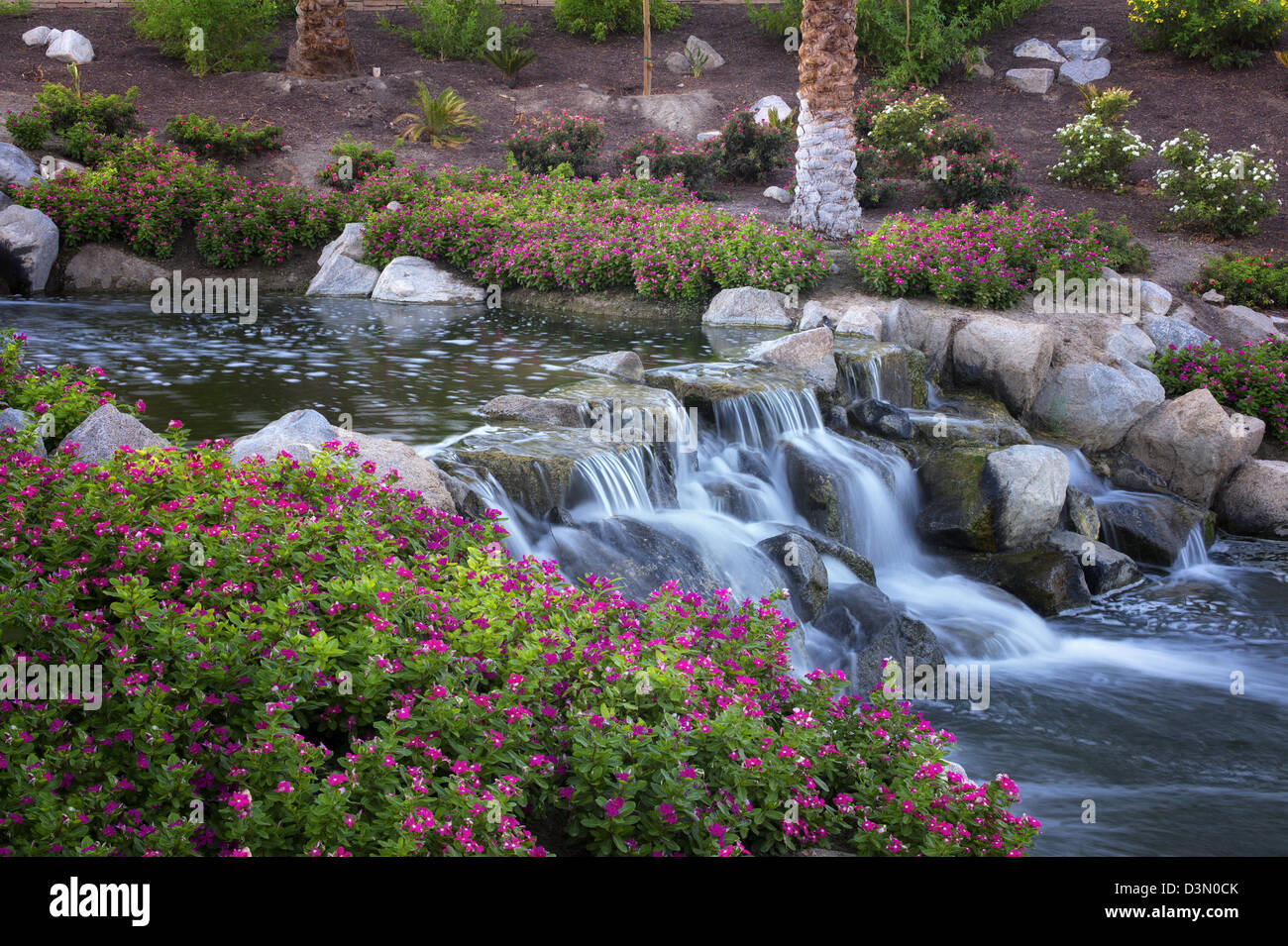 wasserfalle im garten, wasserfälle im garten. palm desert, kalifornien stockfoto, bild, Design ideen