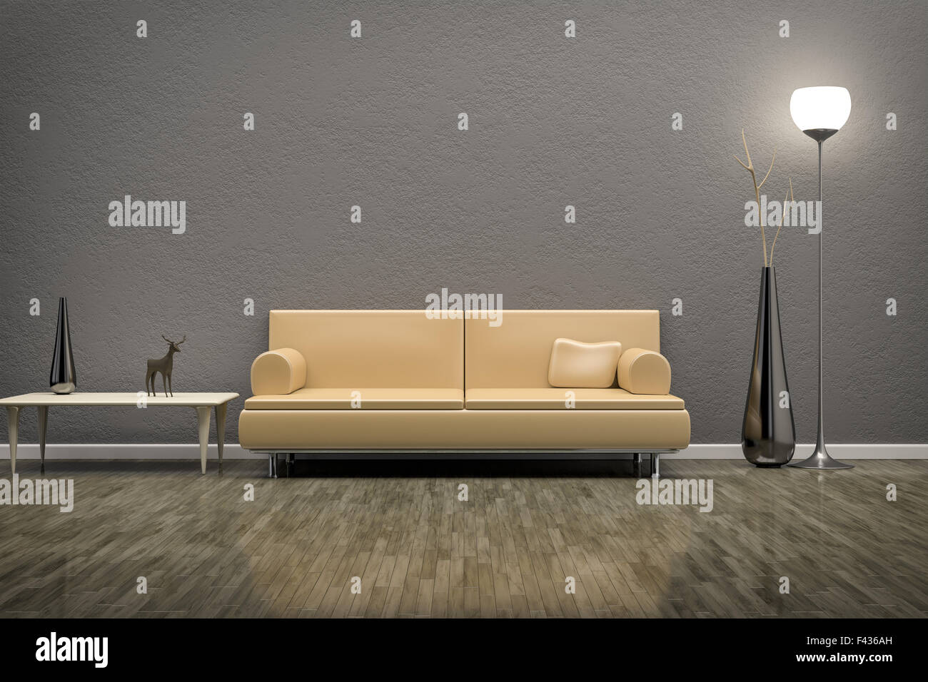 Contemporary Lounge Gray Sofa Wall Stockfotos & Contemporary Lounge